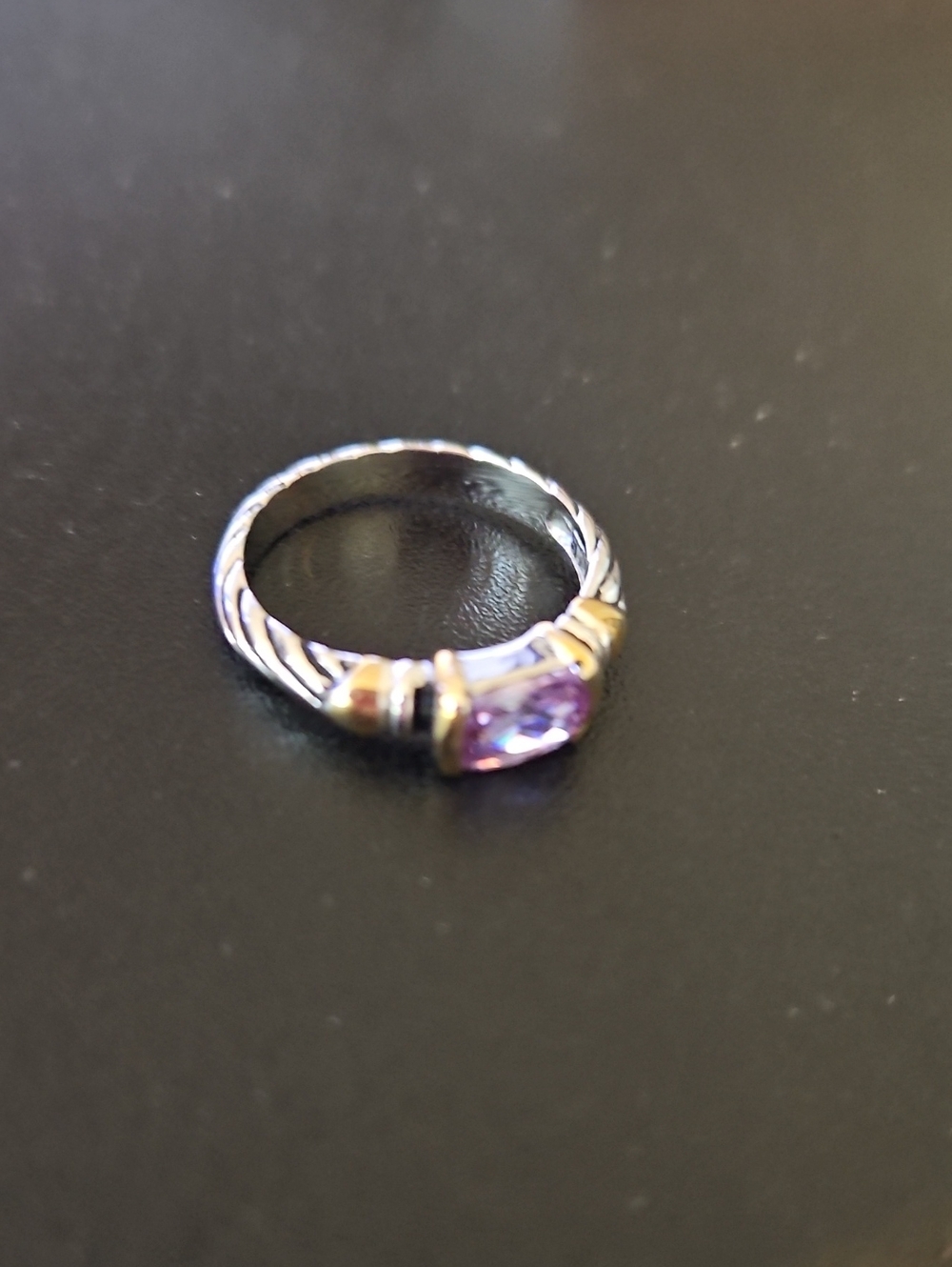 Amethyst Accent Silver and Gold-Tone Women's Ring